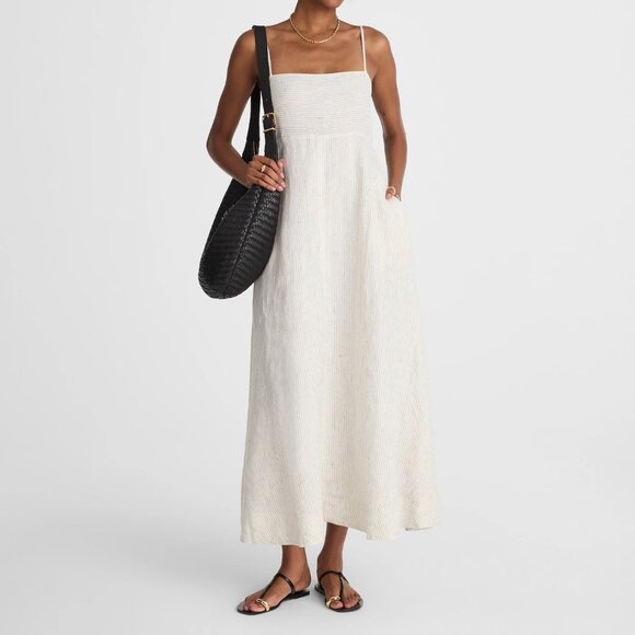 Madewell Dresses & Skirts - Madewell Striped Empire-Waist Dress in 100% Linen Nola dress NV470 size XL